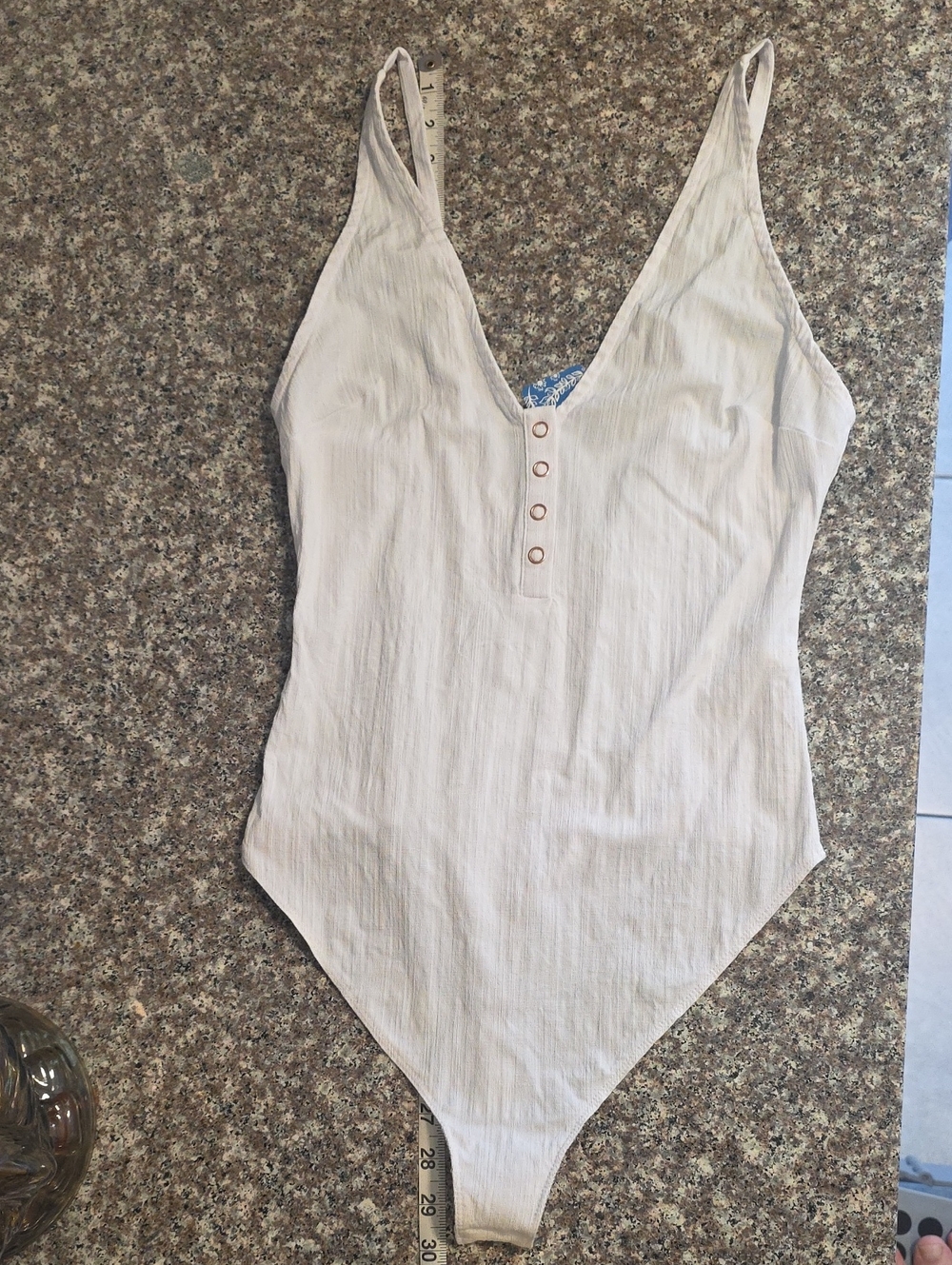 Cream Ribbed Henley Bodysuit